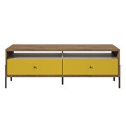Joy 59 TV stand with 2 full extension drawers in yellow and off white by Manhattan Comfort additional picture 2