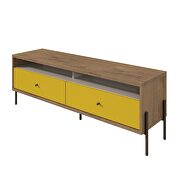 Joy 59 TV stand with 2 full extension drawers in yellow and off white by Manhattan Comfort additional picture 6