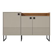 62.59 modern buffet stand with safety display shelf and steel legs in off white and wood by Manhattan Comfort additional picture 2