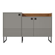 62.59 modern buffet stand with safety display shelf and steel legs in gray and wood by Manhattan Comfort additional picture 2