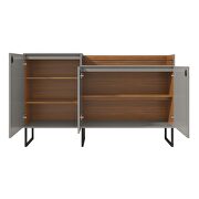 62.59 modern buffet stand with safety display shelf and steel legs in gray and wood by Manhattan Comfort additional picture 4