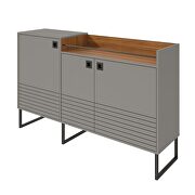62.59 modern buffet stand with safety display shelf and steel legs in gray and wood by Manhattan Comfort additional picture 10