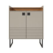 31.49 modern buffet stand with safety display shelf and steel legs in off white and wood by Manhattan Comfort additional picture 2