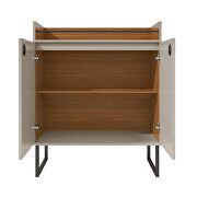 31.49 modern buffet stand with safety display shelf and steel legs in off white and wood by Manhattan Comfort additional picture 4