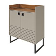 31.49 modern buffet stand with safety display shelf and steel legs in off white and wood by Manhattan Comfort additional picture 10