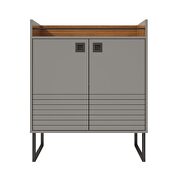 31.49 modern buffet stand with safety display shelf and steel legs in gray and wood by Manhattan Comfort additional picture 2