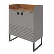31.49 modern buffet stand with safety display shelf and steel legs in gray and wood by Manhattan Comfort additional picture 7