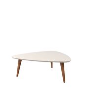11.81 high triangle coffee table with splayed legs in off white and maple cream by Manhattan Comfort additional picture 3