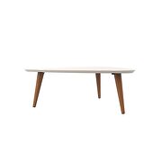 11.81 high triangle coffee table with splayed legs in off white and maple cream by Manhattan Comfort additional picture 5