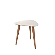 19.68 high triangle end table with splayed wooden legs in off white additional photo 4 of 5