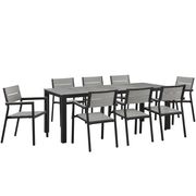 Gray/brown 9pcs outdoor dining table and chairs set by Modway additional picture 2