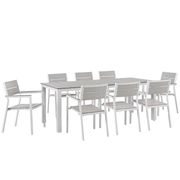 White/gray 9pcs outdoor dining table and chairs set additional photo 2 of 6