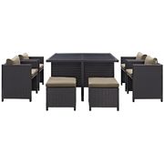 9pcs outdoor / patio dining table / chairs / ottoman set by Modway additional picture 2