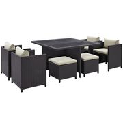 9pcs outdoor / patio dining table / chairs / ottoman set by Modway additional picture 5