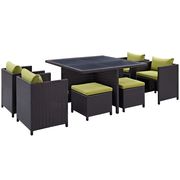 9pcs outdoor / patio dining table / chairs / ottoman set by Modway additional picture 4