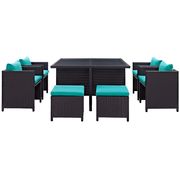 9pcs outdoor / patio dining table / chairs / ottoman set by Modway additional picture 2