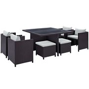 9pcs outdoor / patio dining table / chairs / ottoman set by Modway additional picture 4