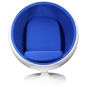 Retro swivel lounge chair with blue inner shell by Modway additional picture 2