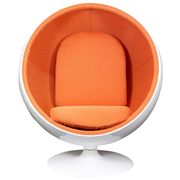 Retro swivel lounge chair with orange inner shell by Modway additional picture 2