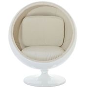 Retro swivel lounge chair with white inner shell by Modway additional picture 2