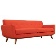 Red fabric tufted back contemporary couch additional photo 2 of 3