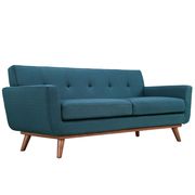 Azure teal fabric tufted back contemporary loveseat additional photo 2 of 3