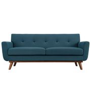 Azure teal fabric tufted back contemporary loveseat additional photo 3 of 3