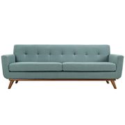 Laguna blue fabric tufted back couch additional photo 2 of 3
