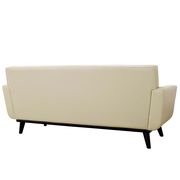 Beige leather retro style loveseat additional photo 2 of 3