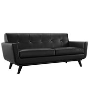 Black leather retro style loveseat by Modway additional picture 3