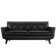 Black leather retro style loveseat by Modway additional picture 4