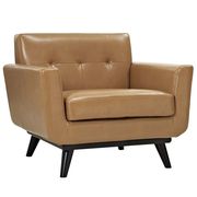 Tan caramel leather retro style chair additional photo 2 of 4