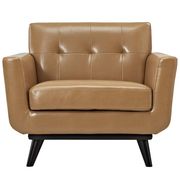 Tan caramel leather retro style chair additional photo 5 of 4