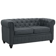 Black fabric tufted classical mid-century style loveseat by Modway additional picture 4