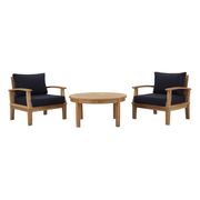 3pcs outside patio set with round table in teak by Modway additional picture 2