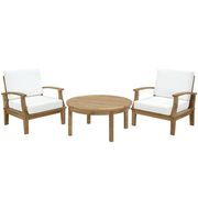 3pcs outside patio set with round table in teak by Modway additional picture 2