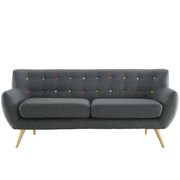 Mid-century style tufted retro couch in gray additional photo 3 of 3