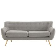 Mid-century style tufted retro couch in light gray additional photo 2 of 3