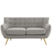 Mid-century style tufted retro loveseat in light gray additional photo 2 of 3