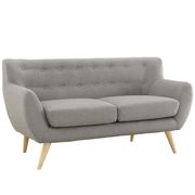 Mid-century style tufted retro loveseat in light gray additional photo 3 of 3