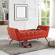 Medium sized bench in modern red fabric by Modway additional picture 2