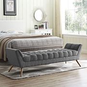 Dark gray modern fabric bench by Modway additional picture 2