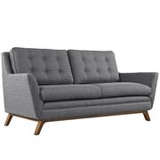 Dark gray fabric mid-century style modern loveseat additional photo 3 of 4
