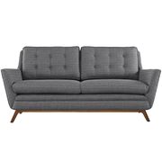 Dark gray fabric mid-century style modern loveseat additional photo 4 of 4