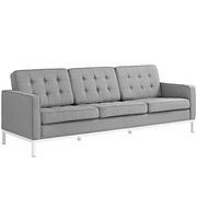 Light gray quality fabric retro style sofa additional photo 3 of 2