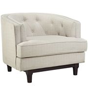 Tufted back mid-century style beige fabric chair additional photo 5 of 4