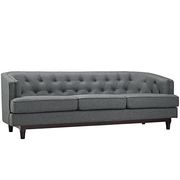 Tufted back mid-century style gray fabric sofa additional photo 3 of 3