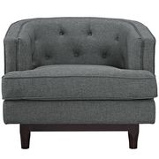 Tufted back mid-century style gray fabric chair additional photo 5 of 4