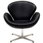 Aniline leather wing lounger chair in black by Modway additional picture 2