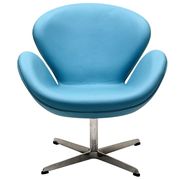 Aniline leather wing lounger chair in baby blue by Modway additional picture 2